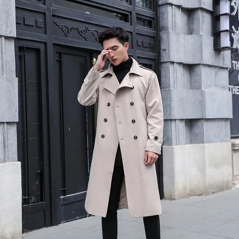 Men's Youth Long Windbreaker 2021 Spring and Autumn New Mid-length Coat Jacket