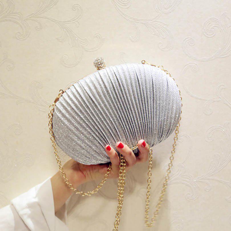Fashion Women Ruched Clutches Evening Bag Ladies Party Wedding Bride Wallet Day Clutch Makeup Bags C