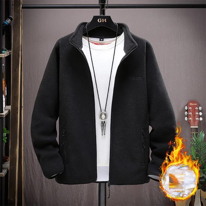 Men's Sweater Thickened Polar Fleece Young and Middle-aged Stand-up Collar Cardigan Fleece Men's Sweatshirts