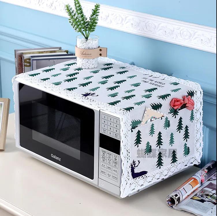 Microwave Oven Cover Towel Refrigerator Washing Machine Universal Cotton and Linen Dust Protection Cover