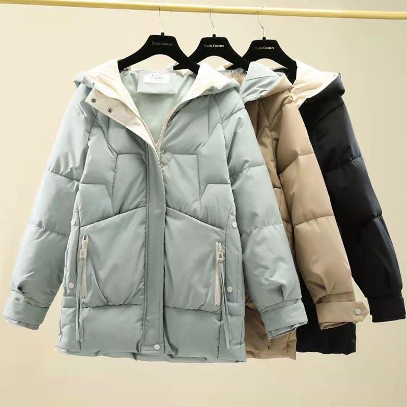 Women's Winter Loose Padded Padded Coat Mid-length Hooded Coat