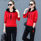 Two Pcs Set Wild Long -Sleeved Casual Sweatshirt Set Large Size Spring And Autumn Women 'S Clothing