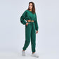 2 Piece Set Women Matching Sets Turtleneck Long Sleeve Crop Top Wide Leg Pant Outfits Solid Fitness Suit