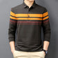 Spring and Autumn Lapel Striped Long Sleeve T-Shirt Men's Thin Cotton Loose Polo Shirt Casual Business Top