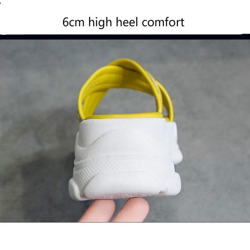 Slippers female lazy wear wild sandals summer muffin thick bottom slope with increased sandals