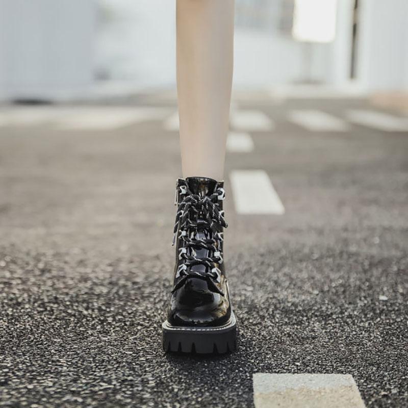 Martin Boots Female British Style Leather Comfortable Thin Style All-match Thin Spring and Autumn Single Boots
