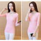 All-match Wave V-neck Bottoming Shirt Stretch Slim Slimming Solid Color Knit Sweater Long-sleeved Short Warm Sweater Women