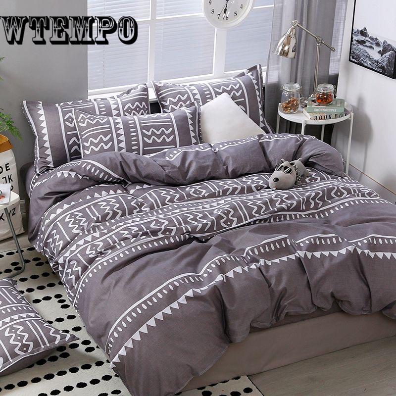 Pattern Summer Duvet Thin Quilt & Flat Bed Sheet & Pillowcase Bedding Set Soft Skin-friendly