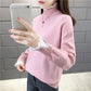 Plus Velvet Thick Warm Sweater Women  Ruffles Lace Stitching Collar Pullover Sweater Short Stretchable Slim Knitwear Jumper