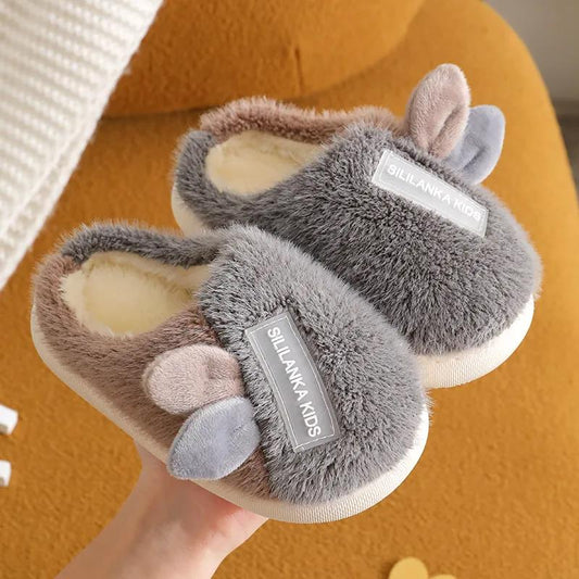 Parent Child Children's Cotton Slippers Autumn and Winter New Thickened Plush Soft Bottom Cartoon Fashion Children's Wool Slippers At Home