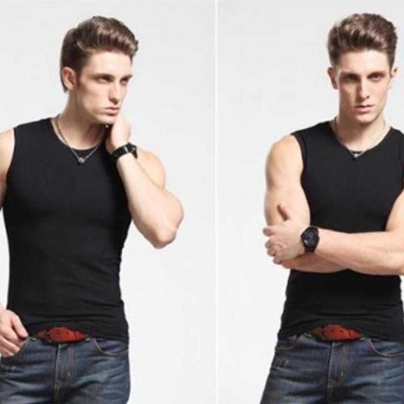 Men's Solid Color Vest Wide Shoulder Youth Slim Fit Tight Loose Fitted Undershirt Large Size Sports Vest Sleeveless Vest