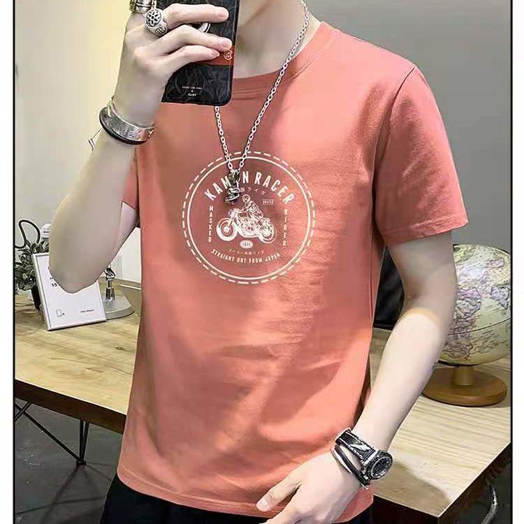 Summer Short-sleeved Cotton T-shirt Men's Casual Trend Loose Large Size Men's T-shirt Top