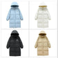 Down Jacket Blue Mid-length Loose and Light White Duck Down Jacket