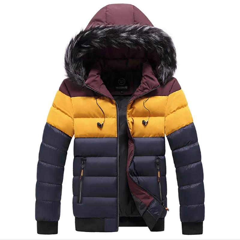 Men's Padded Jacket Men's Winter Thick Warm Jacket Hooded Youth Bread Jackets Stand-up Collar Jacket Men