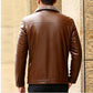 Business Casual Men's Leather Jacket Fur One Plus Velvet Thick Leather Jacket Jacket Middle-aged Father Winter Clothing