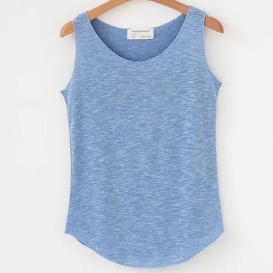 Women Summer Large Size Cotton Tank Top Sleeveless Undershirt Solid Color Round Neck Loose Singlets Vest Tops
