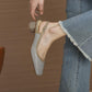 Square Toe Sandals Women's Thick Heel Retro Simple Mid-heel Leather Shoes Women's Square Toe Mid-heel Leather Shoes