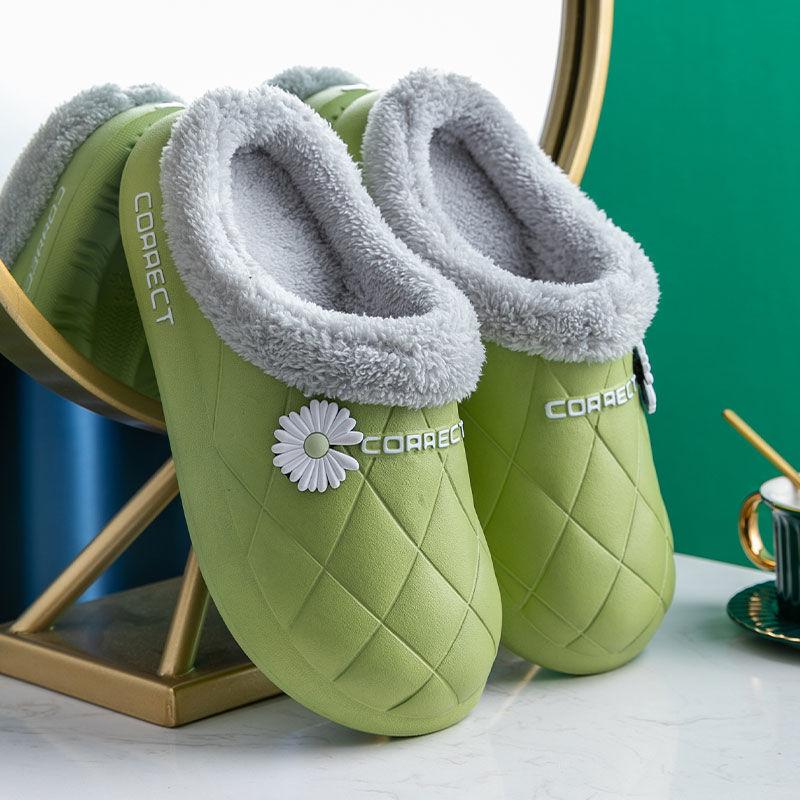 Autumn and Winter Men's and Women's Cotton Slippers Indoor Non-slip Soft-soled Shoes Warm Simple Plush Cotton Shoes