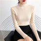 Autumn and Winter Half Turtleneck Sweater Short Knit Bottoming Shirt European and American Style All-match Female Top