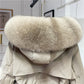 Real Fox Fur Collar Down Jacket Women Winter Thick Warm long Hooded Down Coat