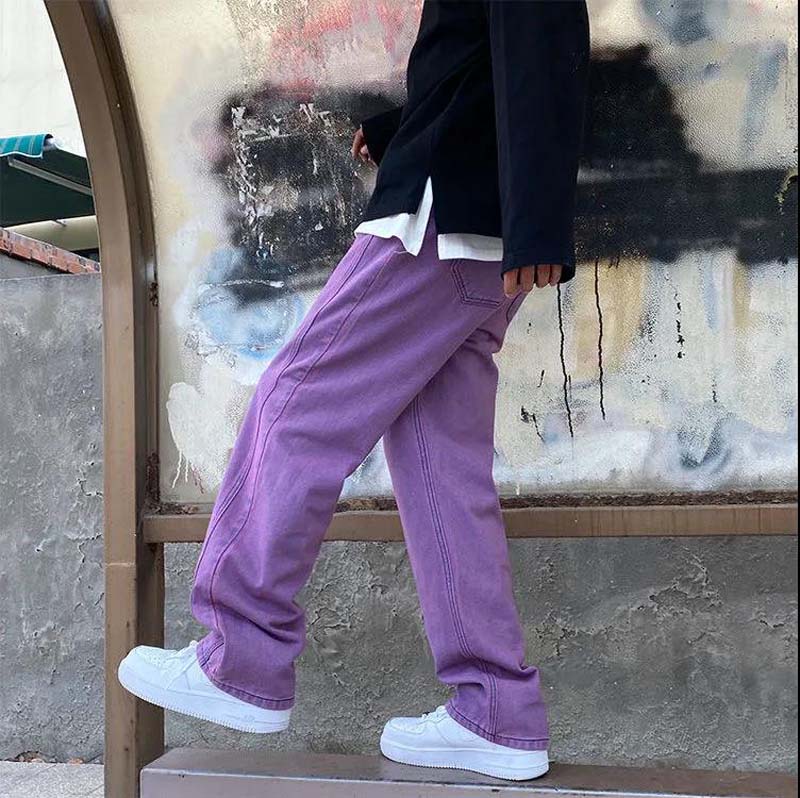 Draping Hip-hop Jeans Men's Spring Loose-fitting Straight Wide-leg Trousers