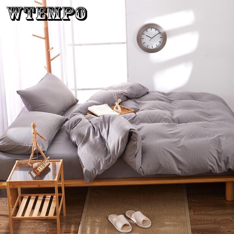 4pcs Home Textile Simple Bedding Sets Duvet Cover  Flat Bed Sheet Queen/king Bedclothes Soft Pillowcases