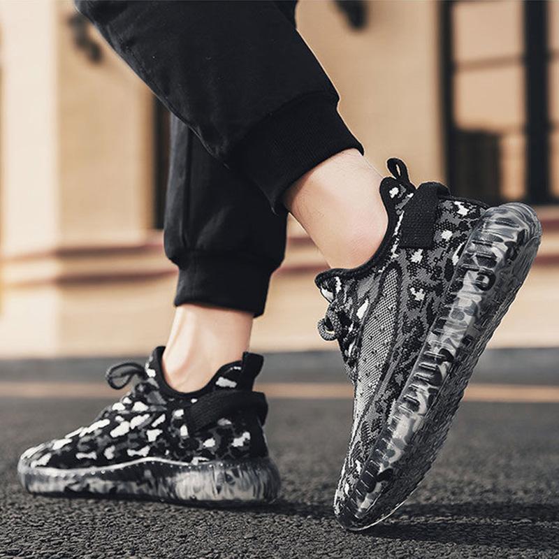 Coconut Shoes Men's Spring and Summer Transparent Color Bottom Flying Knit Men's Shoes Starry Net Sports Trend Shoes