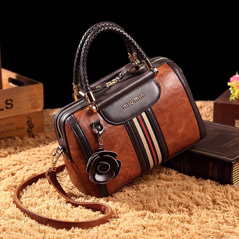Leather HandBag Women Rose Flower Crossbody Shoulder Bags Totes