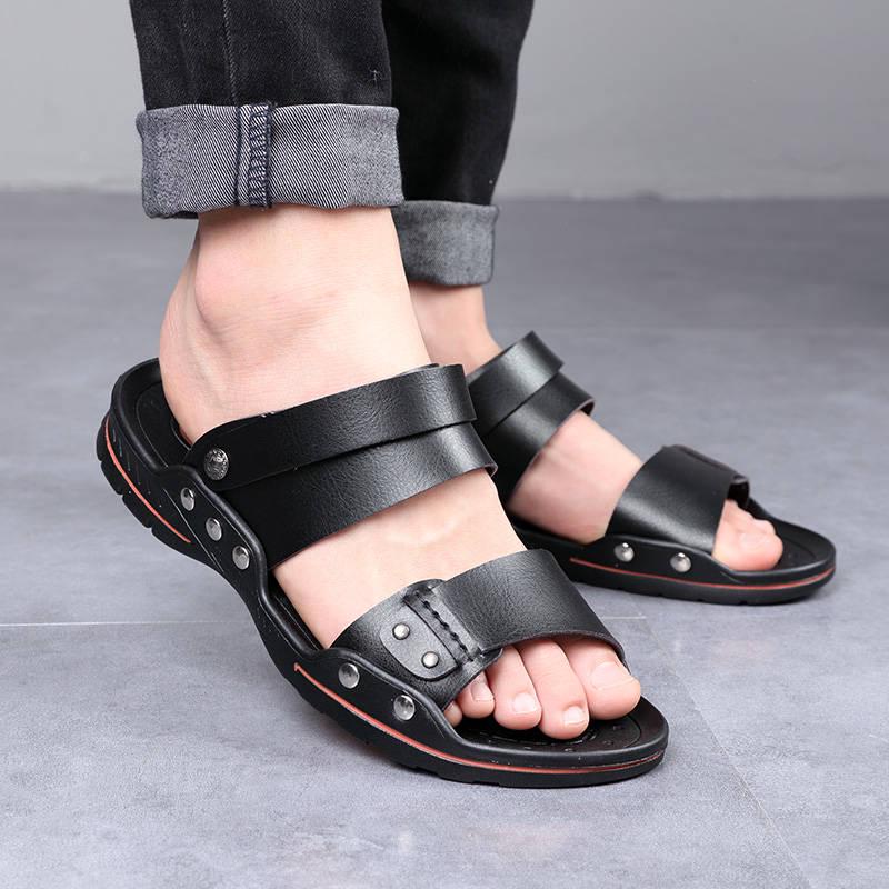 Beach Shoes Men's Sandals Trend Sandals Summer Non-slip Leather Soft Sole Dual-purpose Casual Shoes