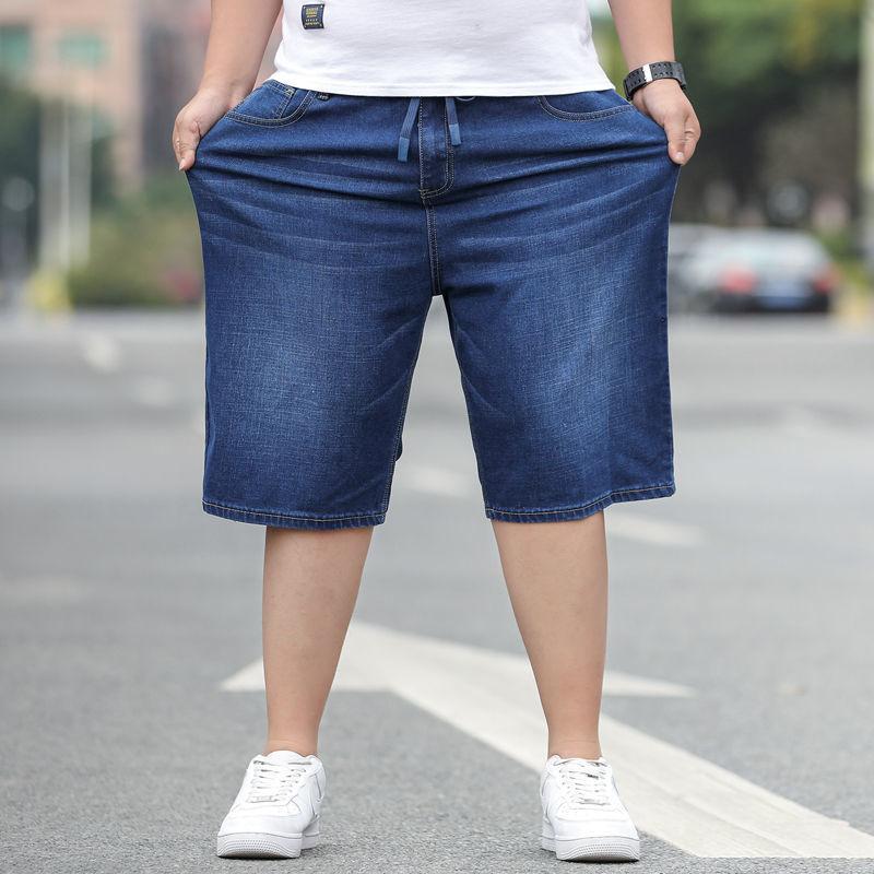 Summer Thin Plus Fat Plus Denim Shorts Men's Loose Jeans Large Size Straight Five-point Pants