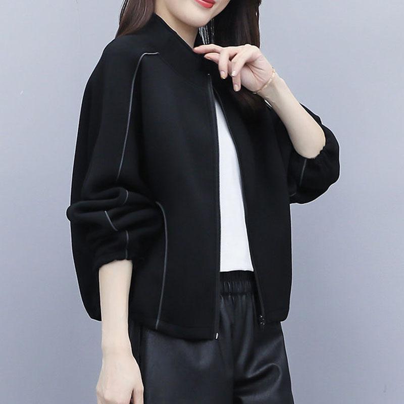 Plus Velvet Padded Short Jacket Women Autumn and Winter Loose Large Size Was Thin Short Long-sleeved Baseball Uniform Sweater