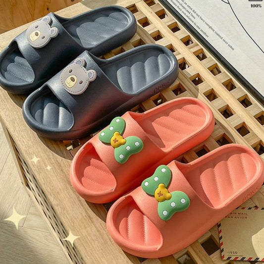 Ladies Bathroom Home Sandals and Slippers Bow Cute Cartoon Non-slip Go Out Beach Slippers