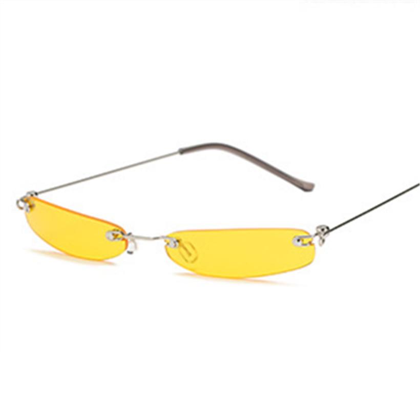 Rimless Sunglasses Women Men Vintage Narrow Rectangle Small Sun Glasses Retro Brand Designer Female