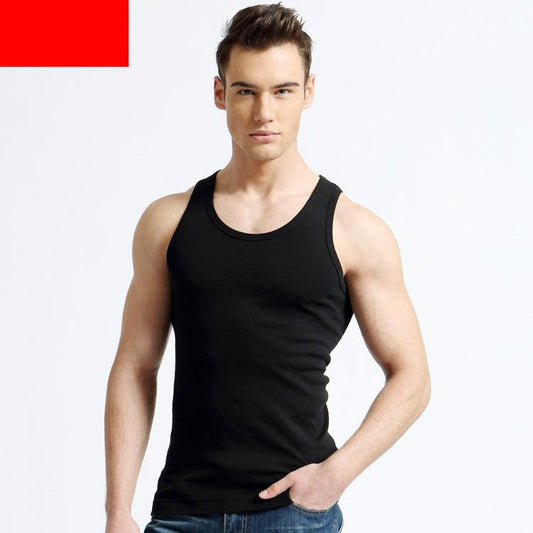 Summer Men's I-shaped Vest Pure Cotton Self-cultivation Student Sports Hurdle Base Solid Color Does Not Fade Cotton Sweat Vest