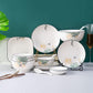Household Deepened Dish Plate Ceramic Dish Rice Plate Soup Plate Dish Set Creative Chinese Meal Plate Two Person Tableware Set