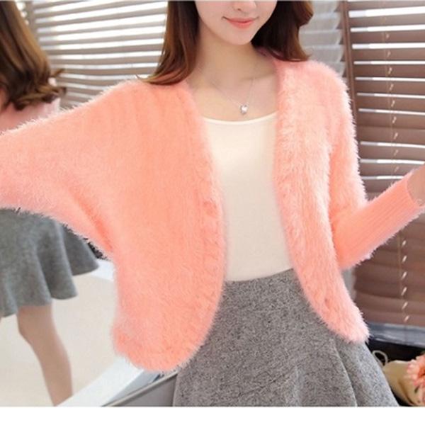 Spring and Autumn Loose Plus Size Top Short Knitted Long Sleeve Sweater Cardigan Shawl Women's Jacket
