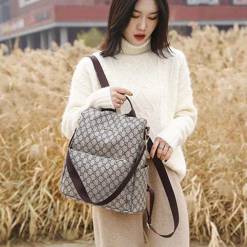 Large-capacity Backpack Ladies Bag Trendy All-match School Bag Leisure Travel Bag Soft Leather Backpack