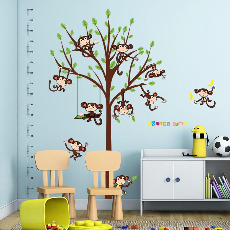 [Wall sticker] new cartoon monkey tree baby wall stickers for children's rooms Home Decoration art d