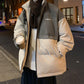 Winter Warm Cotton Clothes Padded Stand-up Collar Padded Jacket Trend Stitching Contrast Color Bread Jacket Men's Jacket Couple Cotton-padded Clothes