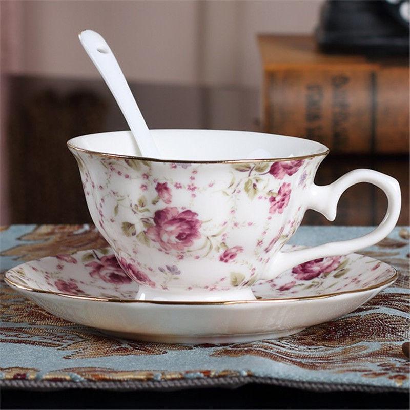 European bone china coffee cup dish British tea coffee cup afternoon tea cup with saucer and spoon