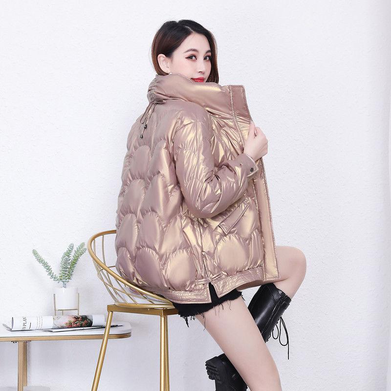 Women's Bright-faced Disposable Down Padded Jacket Short Warm and Comfortable Cotton Jacket Korean Winter Loose Casual Cotton Jacket
