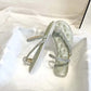 Women Sandals and Slippers Summer Rhinestones High-heeled Sandals Shiny Thin Strap Flip-flops Simple Thick-heeled Slippers All-match Beach Sandals