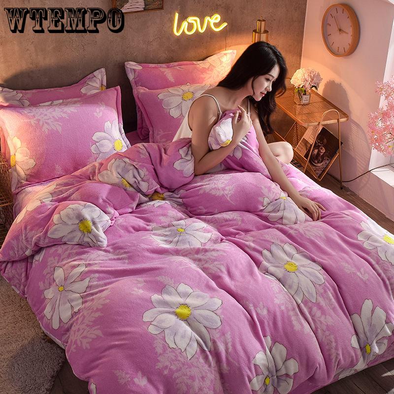 Bedding Soft Winter Thickening Four Pieces of Warm Velvet Flannel Four-piece Bedding Set