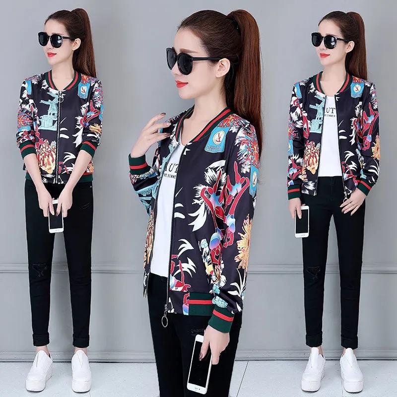 M-5XL Large Size Spring and Autumn Short Coat Women's All Match Flower Baseball Uniform Casual Top Short Jacket Thin Coat