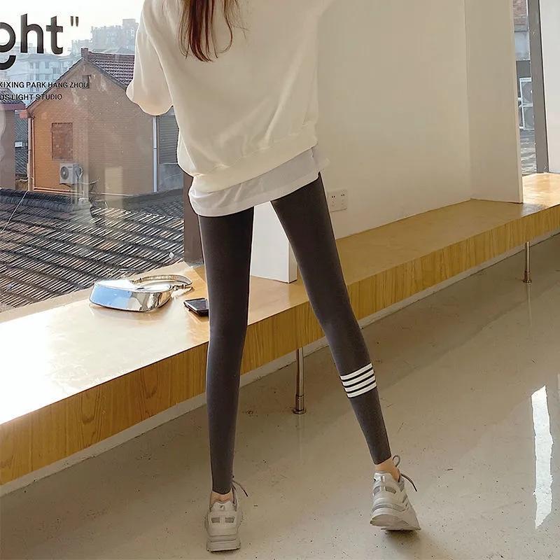 Sharkskin Leggings Women's Outer Wear High Waist Tights Four Bars Stovepipe Sports Pants Yoga Ninth Pants Gym Running Jogging Casual Pants