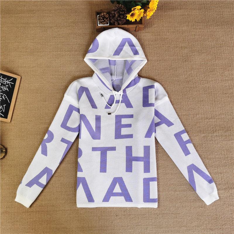 2pcs/set Women's Sports Set  Letter Printing Hooded Knitted  Sweater + Knitted  Elastic Waist Harem Pants Sets  Ladies Outfits Sweat Suit