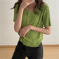 Summer and Autumn Knitted Tops Round Neck Short-sleeved Sweater Cardigan Loose Young Women's Jacket