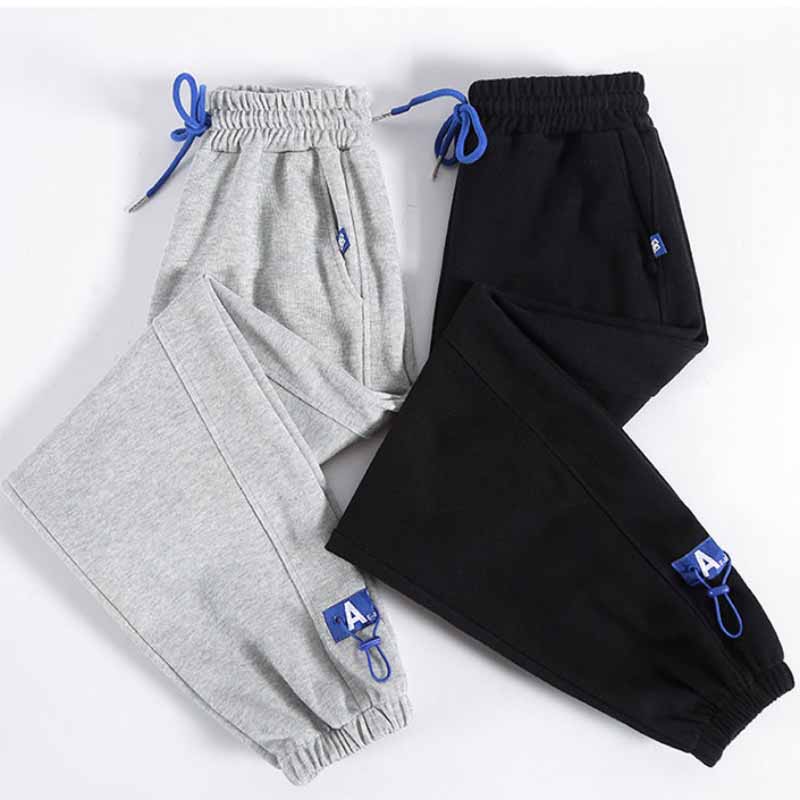Women's Spring and Summer Trousers High-rise Straight-leg Gray Sweatpants Korean Style Loose Casual Student Nine-point Pants Trend