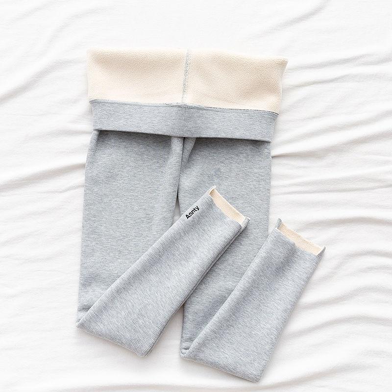 Spring and Autumn Threaded Leggings Women's Long Trousers Are Thin Outer Wear Plus Velvet Thickened High Waist Warm Cotton Trousers In Winter