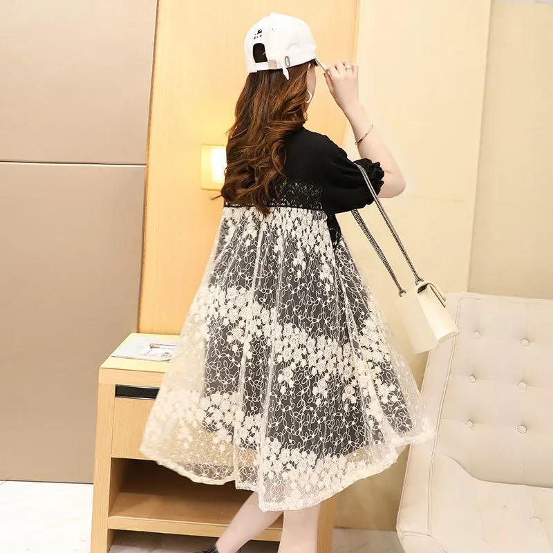 S-XXXL Lace Women's Summer Dress Short Sleeve Round Neck Daily Wear Office Dating Party